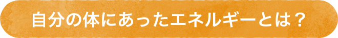 自分の体にあったエネルギーとは？